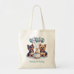 Happy Birthday Yorkie Dog Tote Bag
