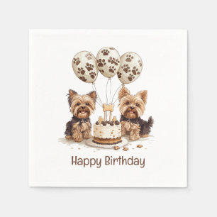 Happy Birthday Yorkie Dogs Napkin