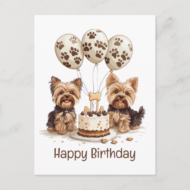 Happy Birthday Yorkie Dogs Postcard (Front)