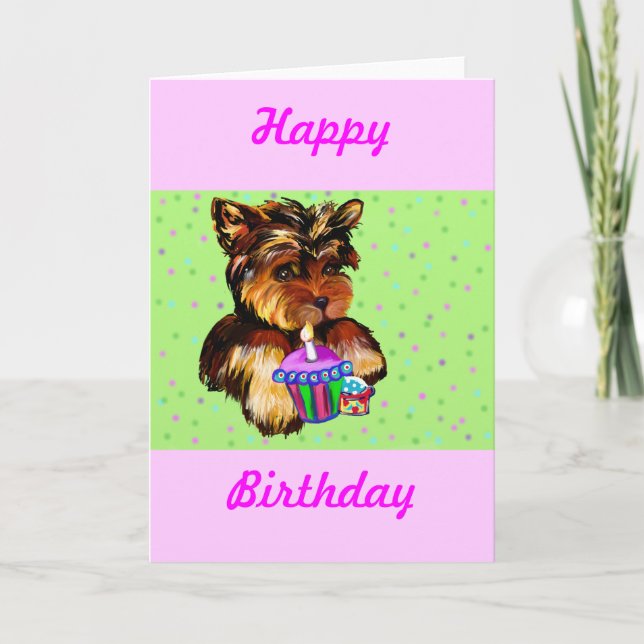 HAPPY BIRTHDAY YORKIE POO CARD (Front)