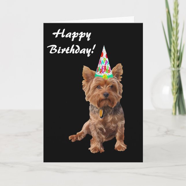 Happy Birthday Yorkshire Terrier Birthday Card (Front)