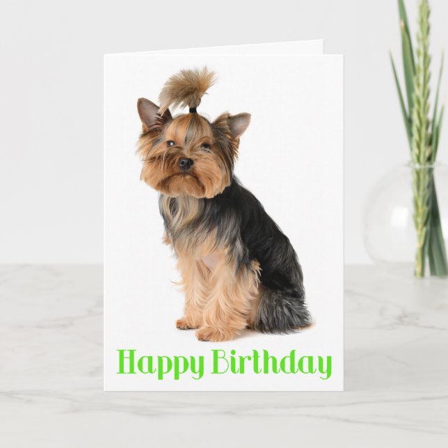 Happy Birthday Yorkshire Terrier Puppy Dog Verse Card (Front)