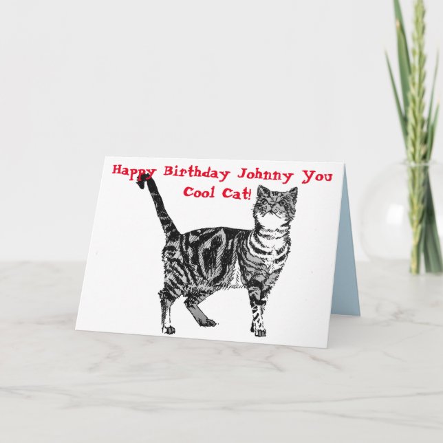 Happy Birthday You Cool Tabby Cat Birthday Mens Card (Front)