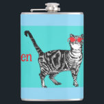 Happy Birthday You Cool Tabby Cat Mens Husband Hip Flask<br><div class="desc">You Cool Tabby Cat design. This beautiful card would suit any lover of cats. Designed from one of my original ink pen drawings. This is sure to delight!</div>