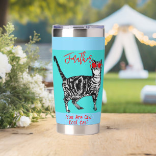 Happy Birthday You Cool Tabby Cat Mens Husband Insulated Tumbler