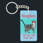 Happy Birthday You Cool Tabby Cat Mens Husband Key Ring<br><div class="desc">You Cool Tabby Cat design. This beautiful card would suit any lover of cats. Designed from one of my original ink pen drawings. This is sure to delight!</div>