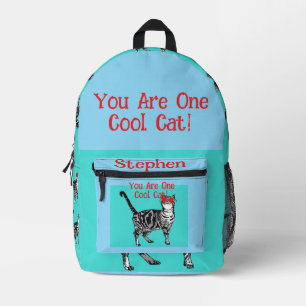 Happy Birthday You Cool Tabby Cat Mens Husband Printed Backpack