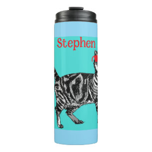Happy Birthday You Cool Tabby Cat Mens Husband Thermal Tumbler