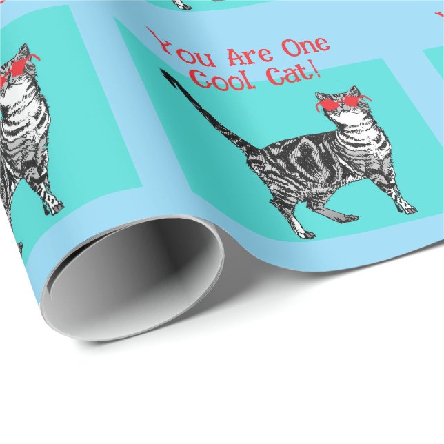 Happy Birthday You Cool Tabby Cat Mens Husband Wrapping Paper (Roll Corner)