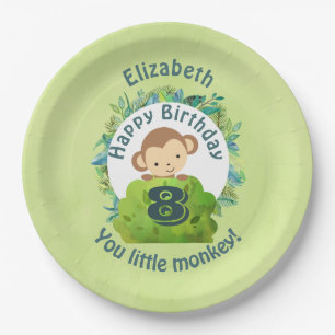 Happy Birthday You Little Monkey Personalised Paper Plate