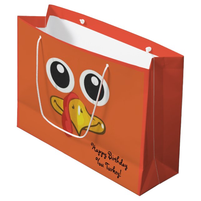 Happy Birthday You Turkey Large Gift Bag (Front Angled)