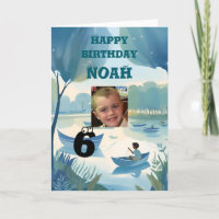 Happy birthday young boy row boats lake colour me