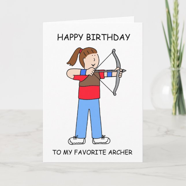 Happy Birthday Young Female Archer Card (Front)
