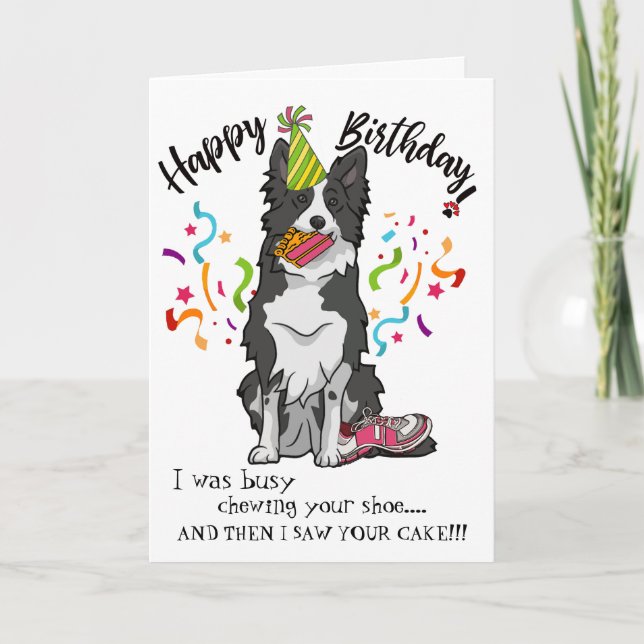 Happy Birthday Your Border Collie Dog Pink Shoes Card (Front)