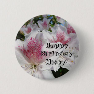 Happy Birthday Your Name! buttons custom Floral