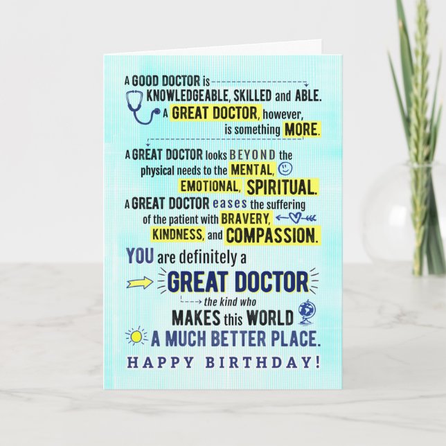 Happy Birthday - You're a Great Doctor Card (Front)