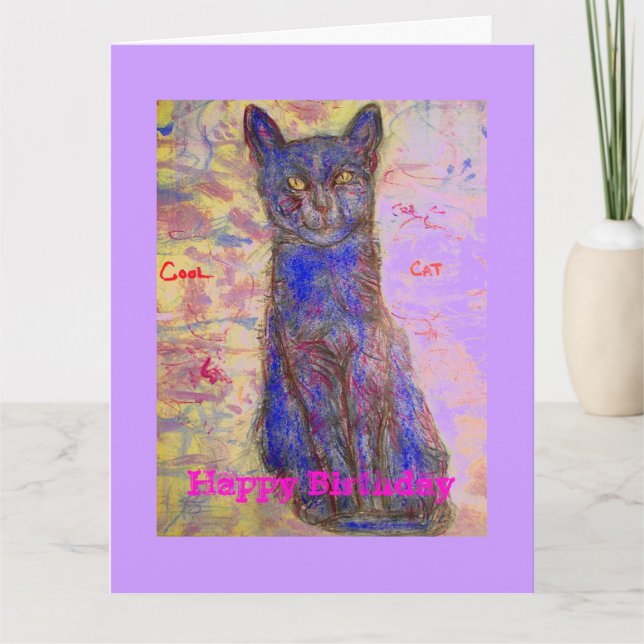 happy birthday you're one cool cat card (Front)