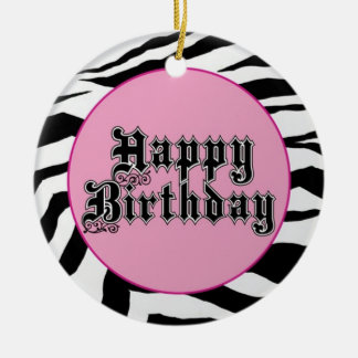 Happy Birthday Zebra Ceramic Tree Decoration