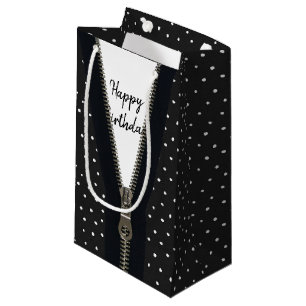 Happy Birthday Zipper On Polka Dots Small Gift Bag
