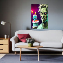 Happy Birthday, zombie, cake| AI Art