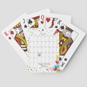 Happy BirthdayCalendar February2022 Playing Cards 