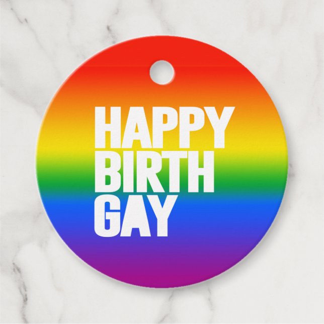 Happy Birthgay Favour Tags (Front)