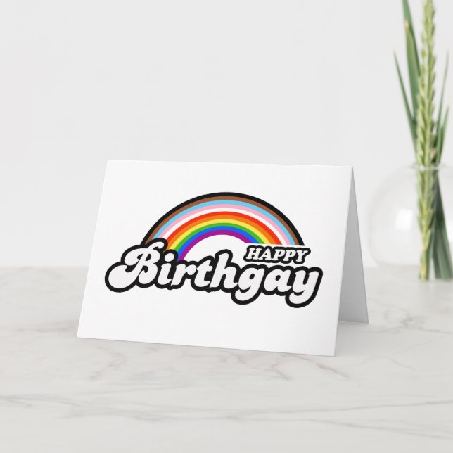 Happy Birthgay Progress Pride Card (Front)