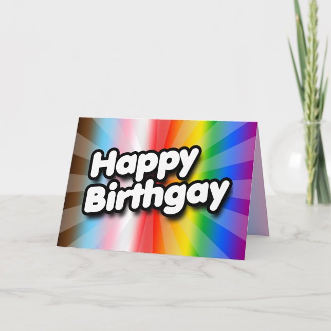 Happy Birthgay (Progress Pride) Card (Front)