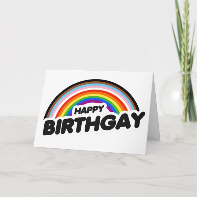 Happy Birthgay Progress Pride Card (Front)