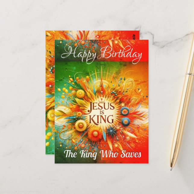 happy bithday "jesus is king Postcard (Front/Back In Situ)