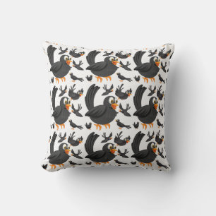 Happy Black Bird Pattern Cushion