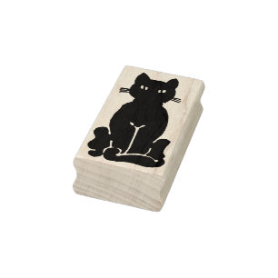 Happy Black Cat Rubber Stamp