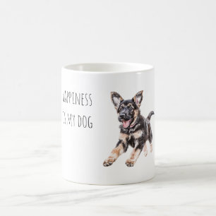 Happy Black Cream Dog Coffee Mug