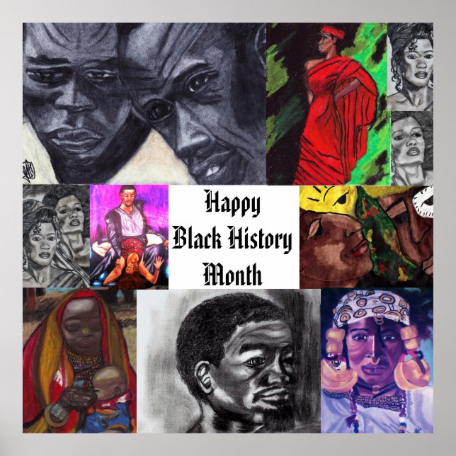 HAPPY BLACK HISTORY MONTH COLLAGE poster (Front)