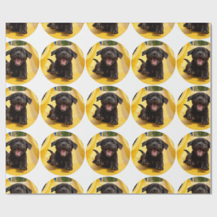 Happy Black Lab Puppy on Slide Fun Gift Wrap