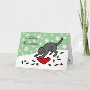 Happy Black Labrador Christmas Cartoon Holiday Card