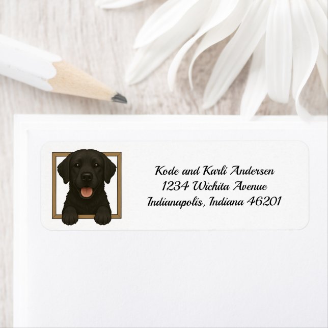 Happy Black Labrador Retriever Return Address (Insitu)