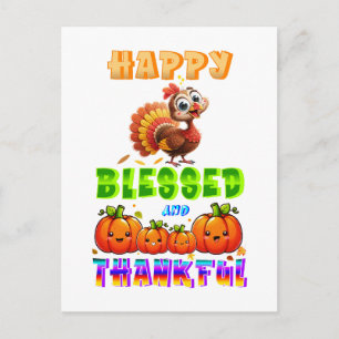 Happy Blessed And Thankful Announcement Postcard