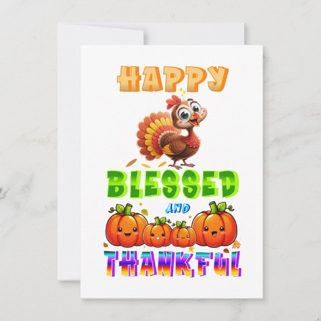 Happy Blessed And Thankful Card (Front)