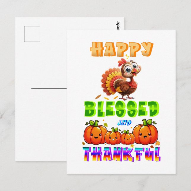 Happy Blessed And Thankful Postcard (Front/Back)