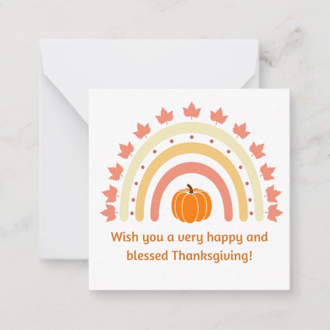 happy blessed thanksgiving pumpkin rainbow cute card (Front)
