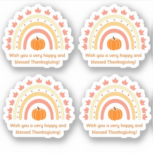 happy blessed thanksgiving pumpkin rainbow fall 4  (Front)