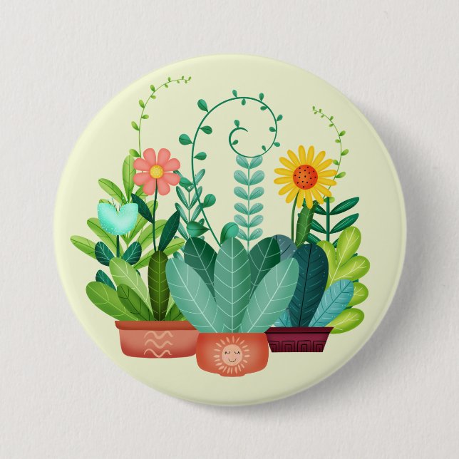 Happy Blooms 7.5 Cm Round Badge (Front)