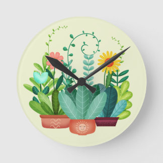 Happy Blooms Round Clock