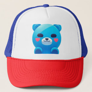 happy blue bear trucker hat