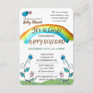 Happy Blue Bird Baby Shower Invitation