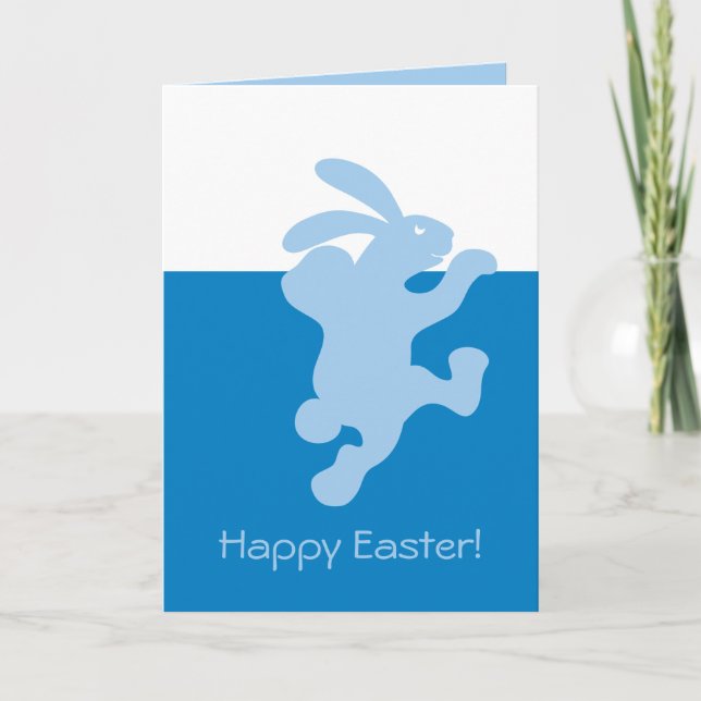Happy Blue Bunny Rabbit Card (Front)