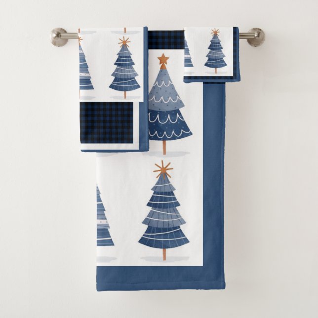 happy blue christmas bath towel set (Insitu)