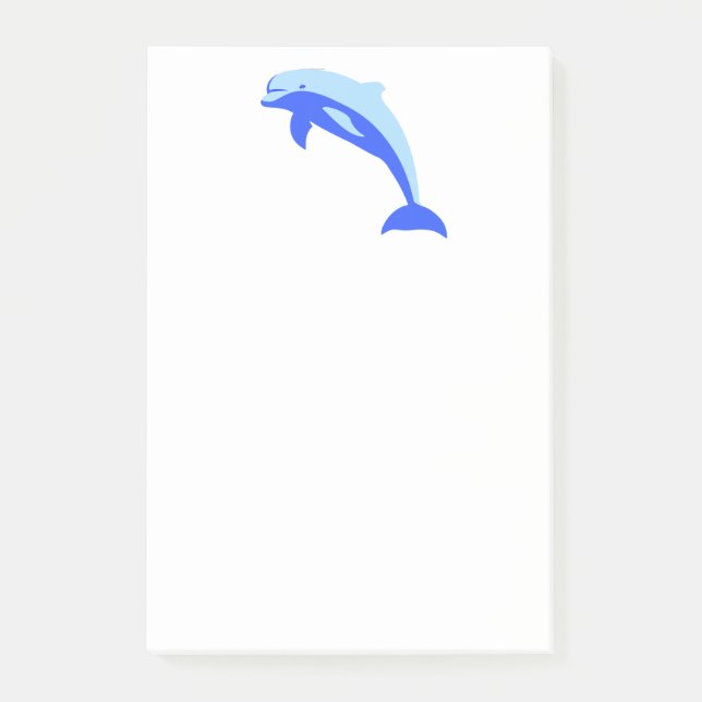 Happy Blue Dolphin, Cute Tropical Ocean Cartoon Post-it Notes (Front)