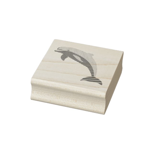 Happy Blue Dolphin, Cute Tropical Ocean Cartoon Rubber Stamp (Stamp)